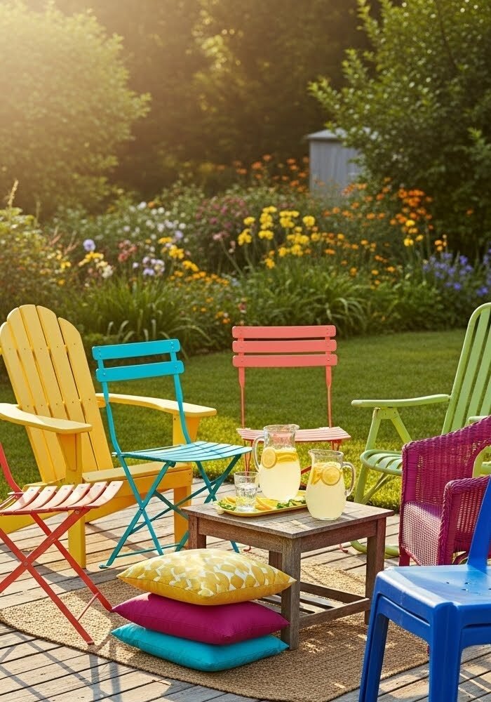 16 Bright Chair Paint Ideas for a Colorful Backyard