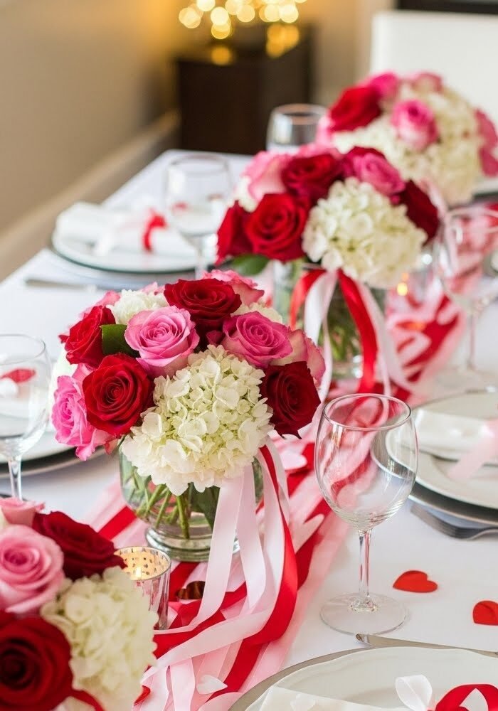 14 DIY Valentine’s Day Table Decor with Ribbons & Bows