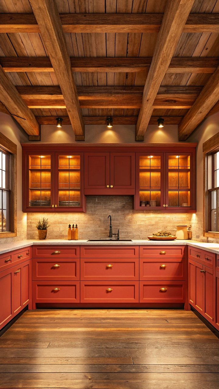 17 Elegant Red Farmhouse Kitchen Ideas With Rustic Details