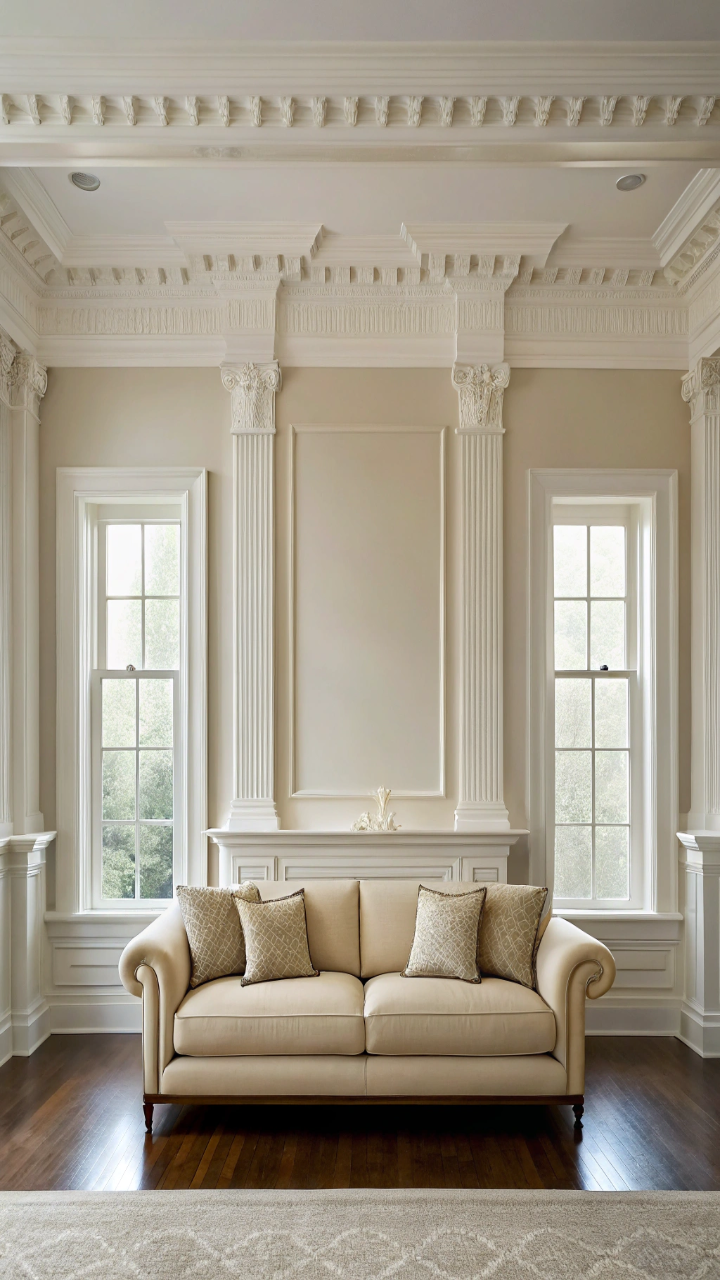 15 Living Room Paint Color Ideas With Warm White & Cream
