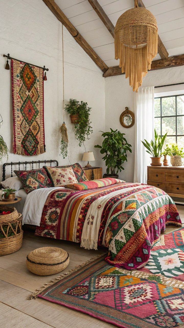 16 Colorful Boho Bedroom Ideas Packed with Texture and Charm