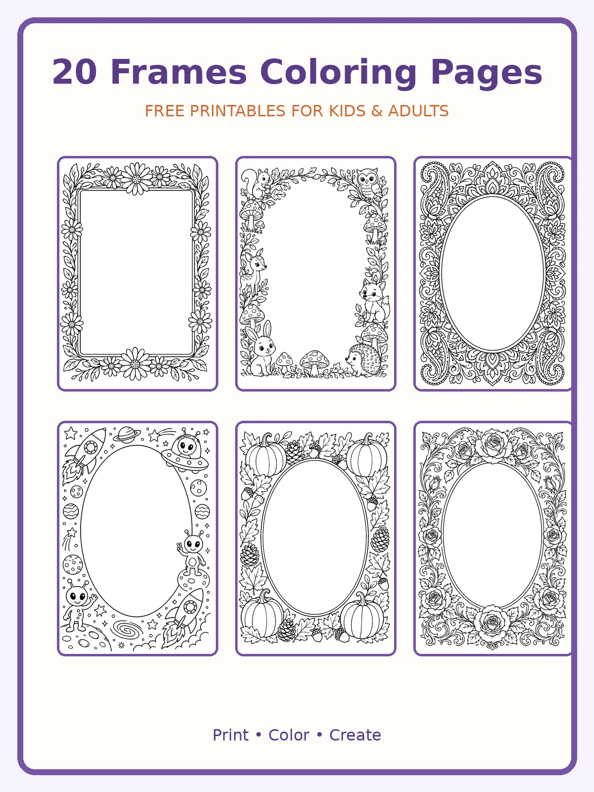 20 Frames Coloring Pages Free Printable for Kids & Adults