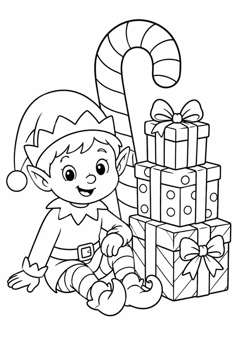 Christmas Elf Christmas coloring page for kids
