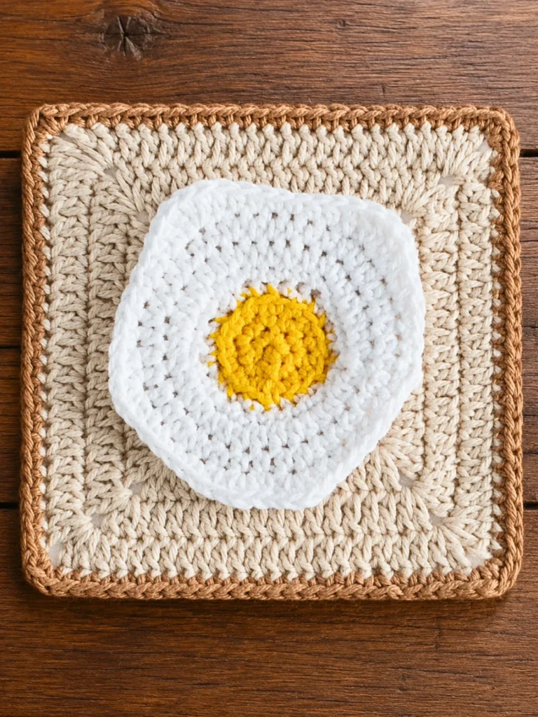 Fried Egg Granny Square Crochet Pattern: Easy Free Tutorial