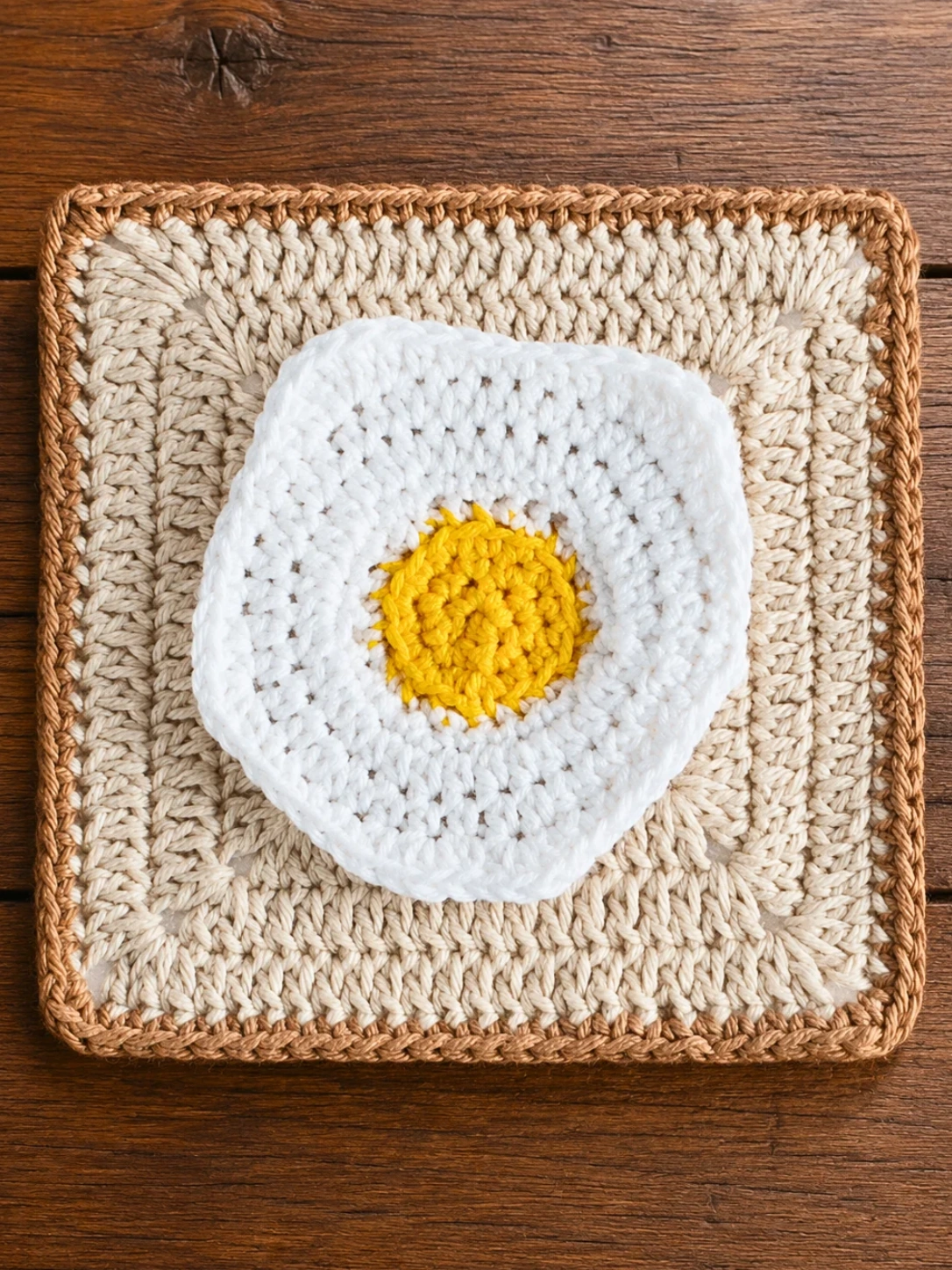 Fried Egg Granny Square Crochet Pattern: Easy Free Tutorial