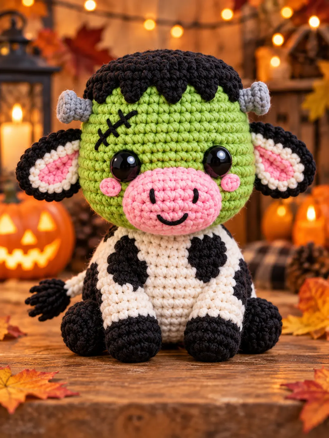 Frankie Moo the Frankenstein Cow: Free Halloween Crochet Pattern
